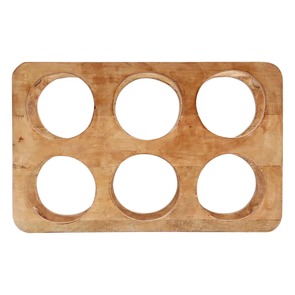 Porte bouteille 6 socles en manguier brun - Grand Office