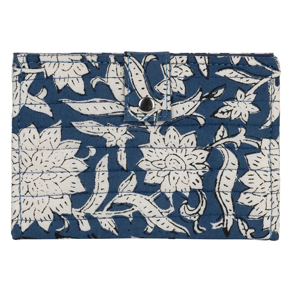 Porte carte en coton bleu - Flaura