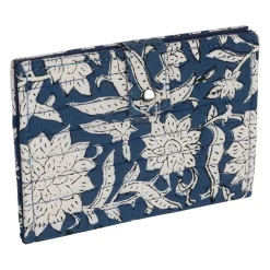 Porte carte en coton bleu - Flaura