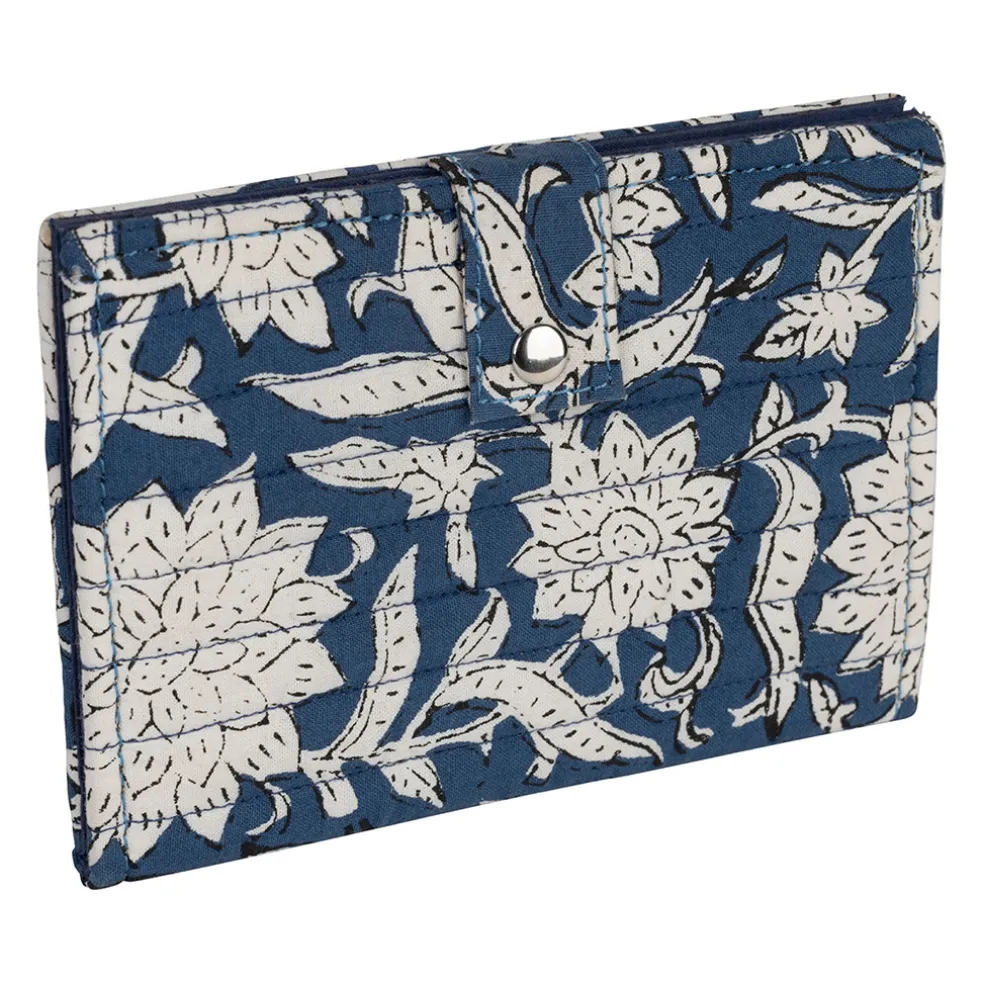 Porte carte en coton bleu - Flaura