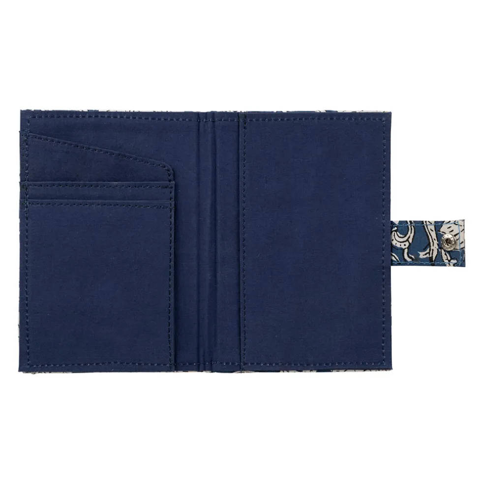 Porte carte en coton bleu - Flaura