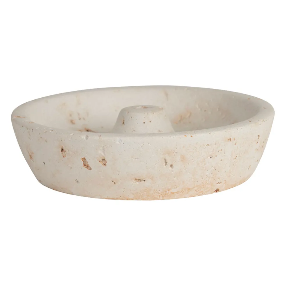 Porte encens en ciment écru moucheté - Organic