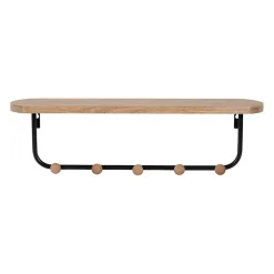 Porte manteau avec étagère en fer noir et bois - Atelier