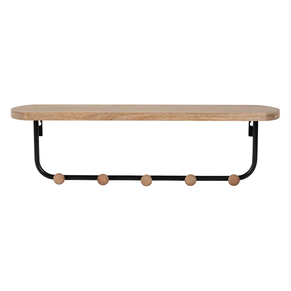Porte manteau avec étagère en fer noir et bois - Atelier