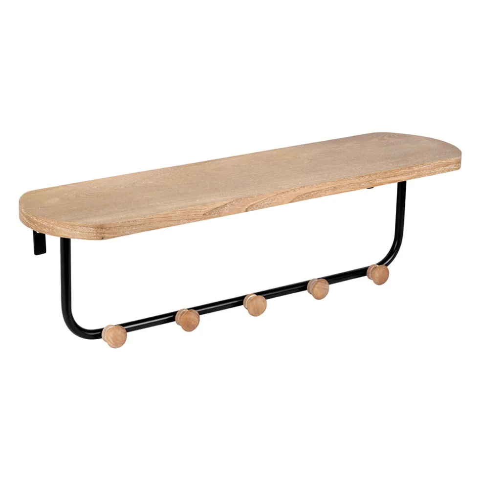 Porte manteau avec étagère en fer noir et bois - Atelier