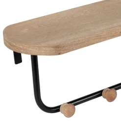 Porte manteau avec étagère en fer noir et bois - Atelier