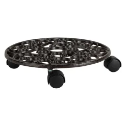 Porte plante 4 roues en fonte brun d31.5cm - Rhodonea