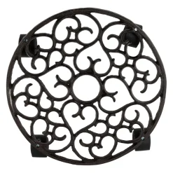 Porte plante 4 roues en fonte brun d31.5cm - Rhodonea