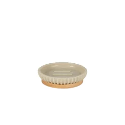 Porte savon bois et beige d12xh3cm