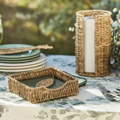 Porte serviettes en jonc de mer naturel et fer poisson - borneo