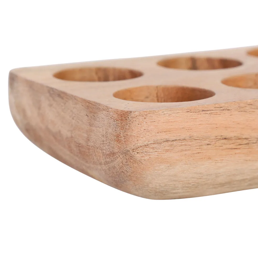 Porte œufs 6 socles en acacia naturel 16x10cm - Dalbert