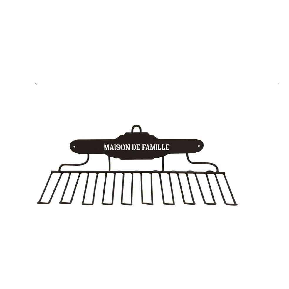 Porte verres mural en fer brun - Maison De Famille