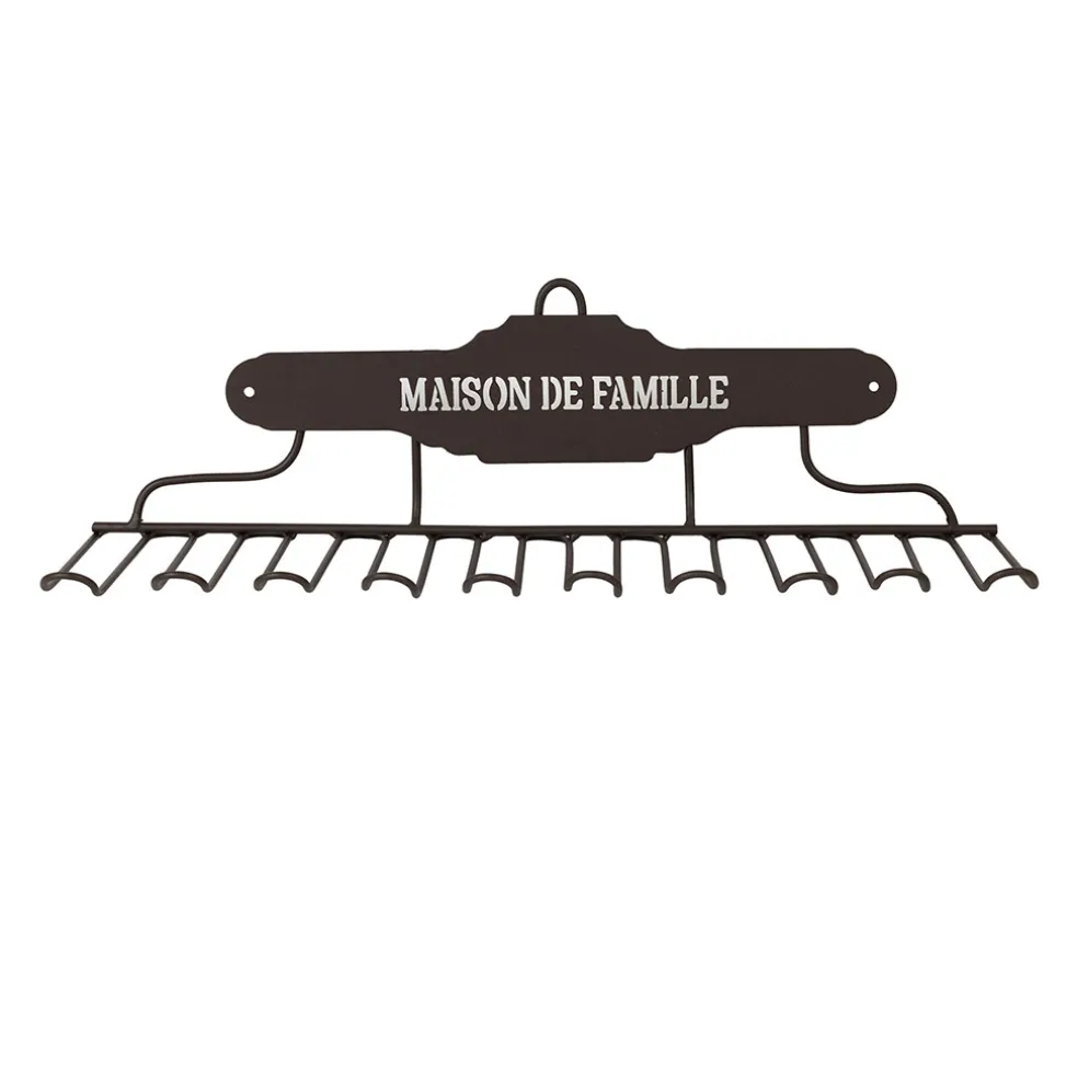 Porte verres mural en fer brun - Maison De Famille