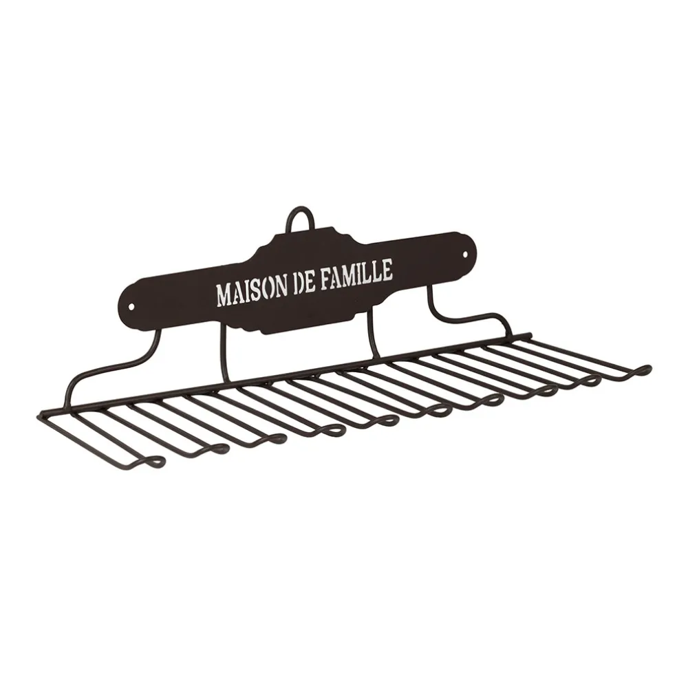 Porte verres mural en fer brun - Maison De Famille