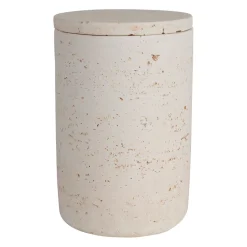 Pot avec couvercle en ciment écru moucheté h16.5cm - Organic