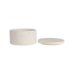 Pot avec couvercle en ciment écru moucheté h6.5cm - Organic