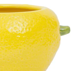 Pot citron avec couvercle en grès jaune - Citron