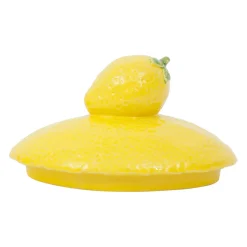Pot citron avec couvercle en grès jaune - Citron