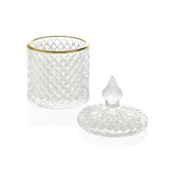 Pot diamond en verre lissere dore d8.5xh14.5cm