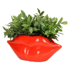 Pot lèvre rouge en polyrésine h12.5cm