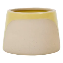 Pot oiseau avec couvercle en grès jaune - Calao