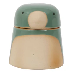 Pot oiseau avec couvercle en grès sauge - Calao