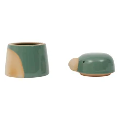 Pot oiseau avec couvercle en grès sauge - Calao