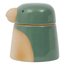 Pot oiseau avec couvercle en grès sauge - Calao