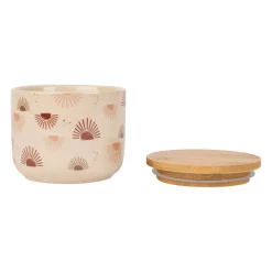 Pots x2 terracotta et vert en porcelaine avec couvercle en bambou - sweet leaves