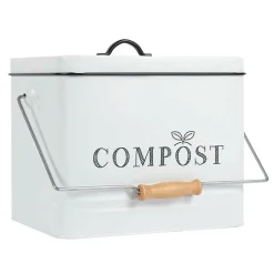 Poubelle à compost en métal blanc 10L