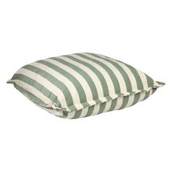 Pouf d'extérieur en tissu rayé sauge et écru 95x95cm - Sola