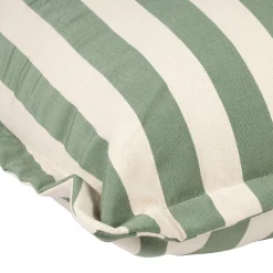 Pouf d'extérieur en tissu rayé sauge et écru 95x95cm - Sola