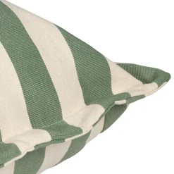 Pouf d'extérieur en tissu rayé sauge et écru 95x95cm - Sola