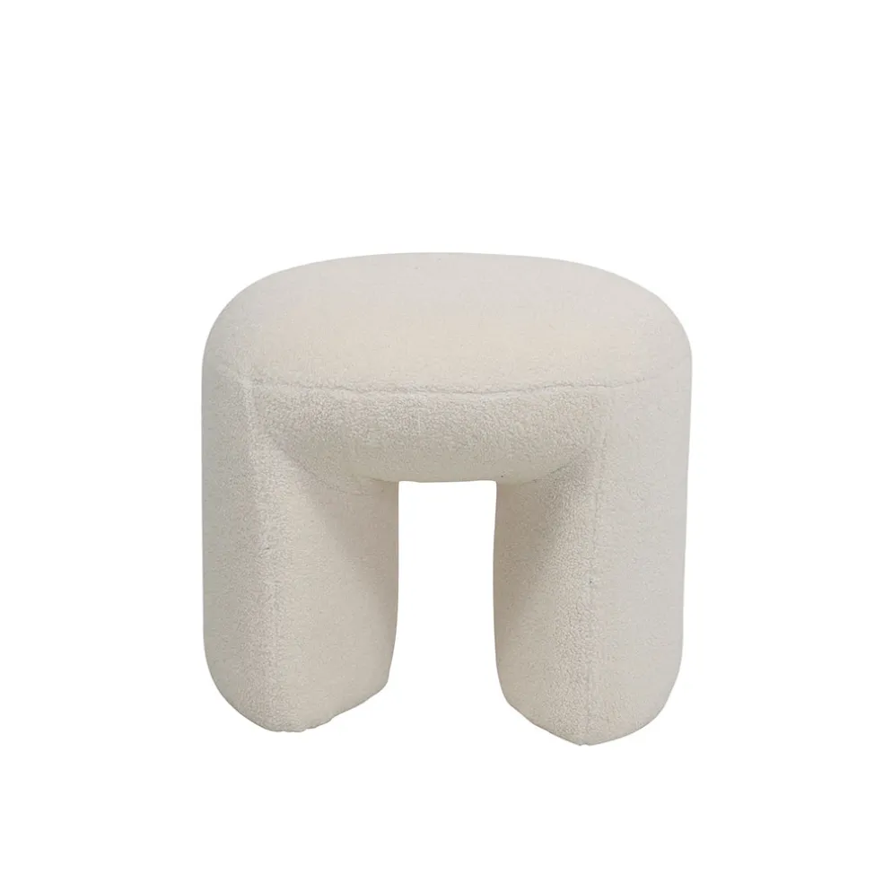 Pouf en tissu bouclette crème - Loa