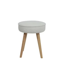 Pouf en tissu bouclette ecru - Popy