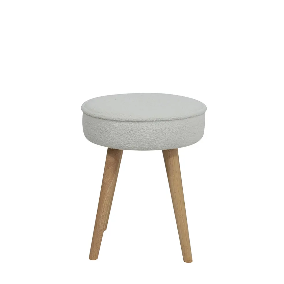 Pouf en tissu bouclette ecru - Popy