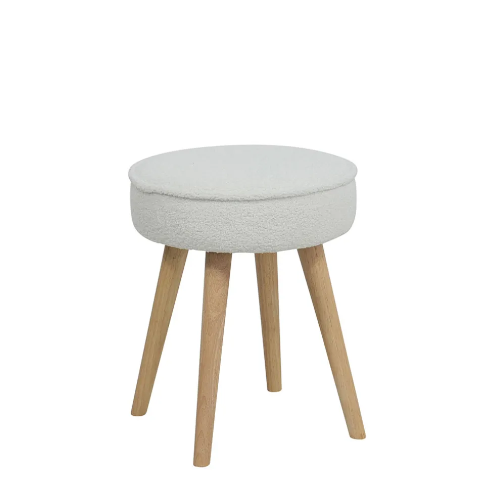 Pouf en tissu bouclette ecru - Popy