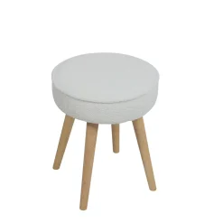 Pouf en tissu bouclette ecru - Popy