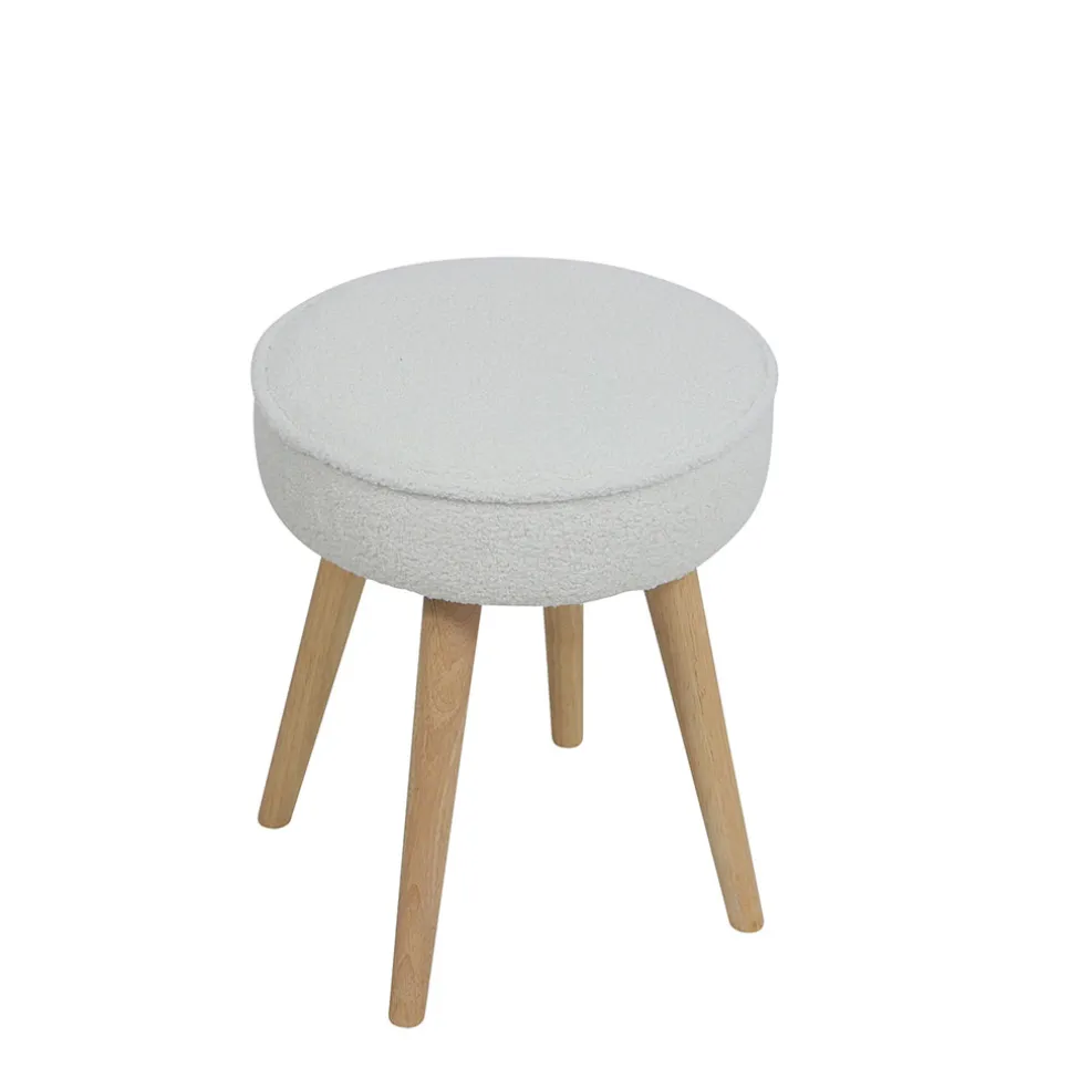 Pouf en tissu bouclette ecru - Popy