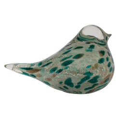 Presse papier en verre emeraude et doré - Serin