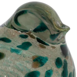 Presse papier en verre emeraude et doré - Serin