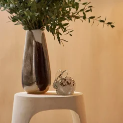 Presse papier lapin en verre blanc et doré - Garenne