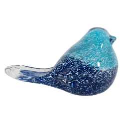 Presse papier moineau en verre bleu - Serin