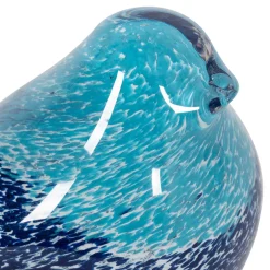 Presse papier moineau en verre bleu - Serin