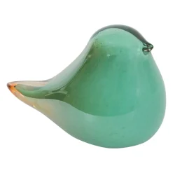 Presse papier moineau en verre menthe - Serin