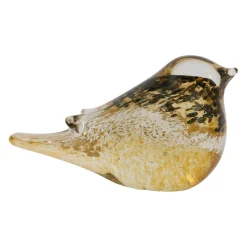 Presse papier oiseau en verre mordoré - Serin