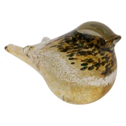 Presse papier oiseau en verre mordoré - Serin