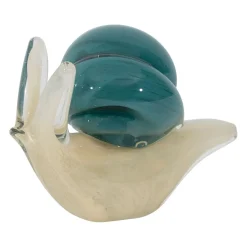 Presse-papier escargot en verre bleu et sable