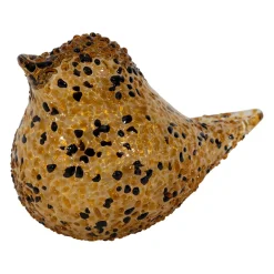 Presse-papier moineau en verre ambre et noir - Serin