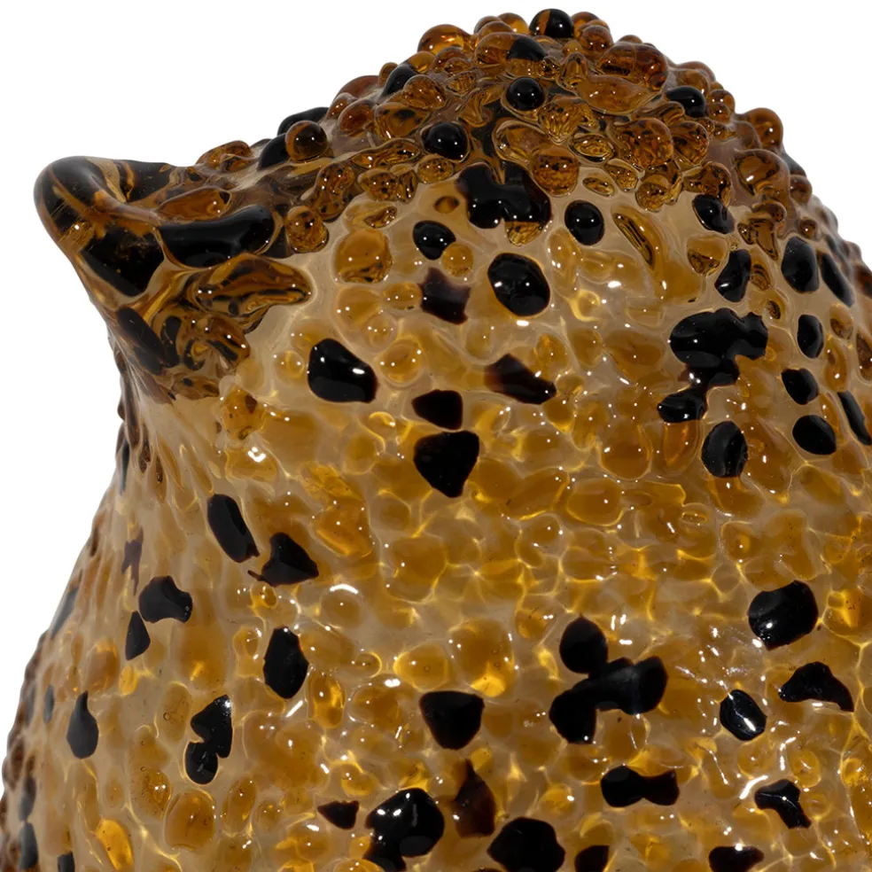 Presse-papier moineau en verre ambre et noir - Serin